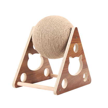 Cat Scratcher Sisal Rope Ball Cat Scratching Post Wood Stand Anti-Scratch Toy for Cats