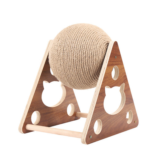 Cat Scratcher Sisal Rope Ball Cat Scratching Post Wood Stand Anti-Scratch Toy for Cats