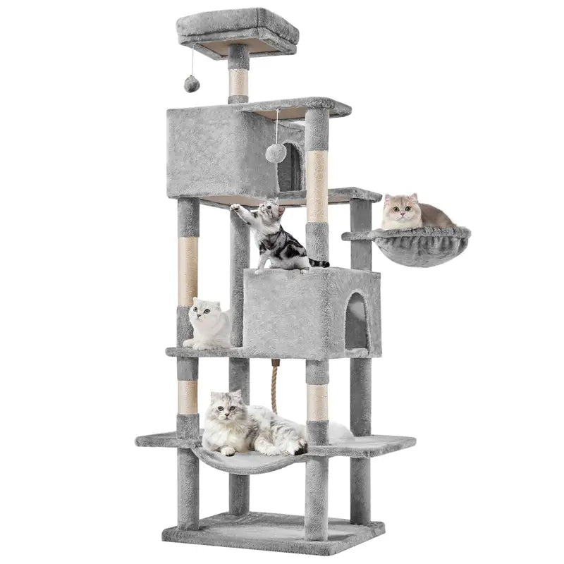 Sweetcrispy 54-Inch Vertical Cat Scratcher Shelf - 54In-Pk Cascading Durable Space-Saving Pet Furniture, Stable Base for Safe Play, Memory Foam Cozy Nest, Satisfies Natural Scratching Instincts, Ideal Gift for Pet Owners