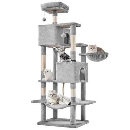 Sweetcrispy 54-Inch Vertical Cat Scratcher Shelf - 54In-Pk Cascading Durable Space-Saving Pet Furniture, Stable Base for Safe Play, Memory Foam Cozy Nest, Satisfies Natural Scratching Instincts, Ideal Gift for Pet Owners