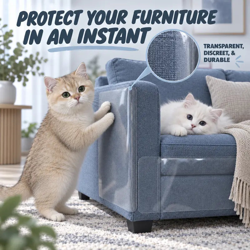 AISOON Heavy-Duty Anti-Cat Scratch Furniture Protector - 12-Pack 14X11In Non-Adhesive Thin Flex 100% Transparent Shield, 50 Twist Pins Make Setup Quick & Tidy, Fits 14X5In, Couch/Sofa/Door Use, Home Decor Friendly (Not for Leather)