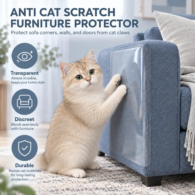 AISOON Heavy-Duty Anti-Cat Scratch Furniture Protector - 12-Pack 14X11In Non-Adhesive Thin Flex 100% Transparent Shield, 50 Twist Pins Make Setup Quick & Tidy, Fits 14X5In, Couch/Sofa/Door Use, Home Decor Friendly (Not for Leather)