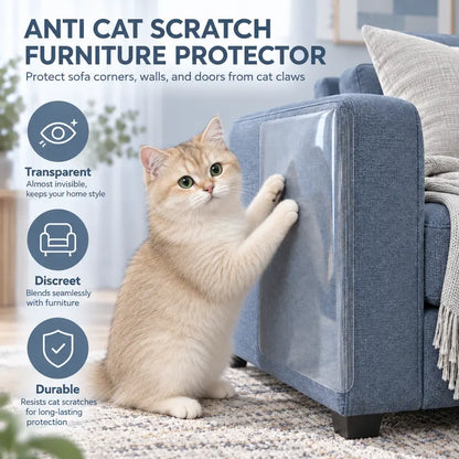AISOON Heavy-Duty Anti-Cat Scratch Furniture Protector - 12-Pack 14X11In Non-Adhesive Thin Flex 100% Transparent Shield, 50 Twist Pins Make Setup Quick & Tidy, Fits 14X5In, Couch/Sofa/Door Use, Home Decor Friendly (Not for Leather)