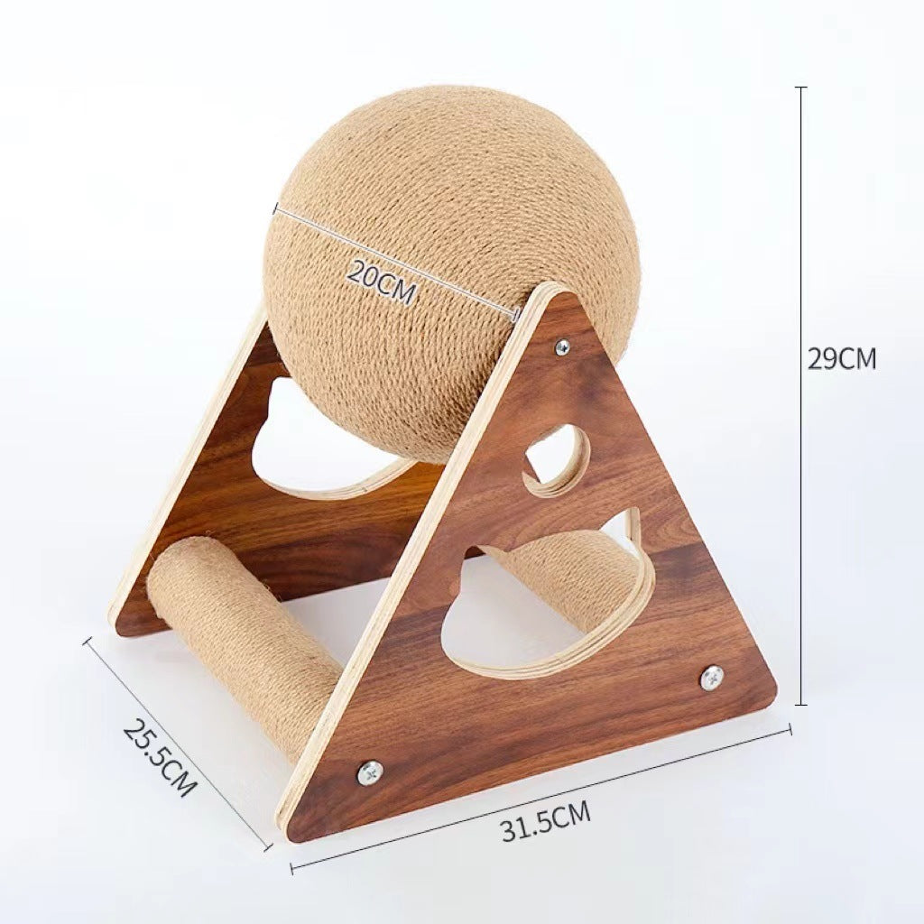 Cat Scratcher Sisal Rope Ball Cat Scratching Post Wood Stand Anti-Scratch Toy for Cats