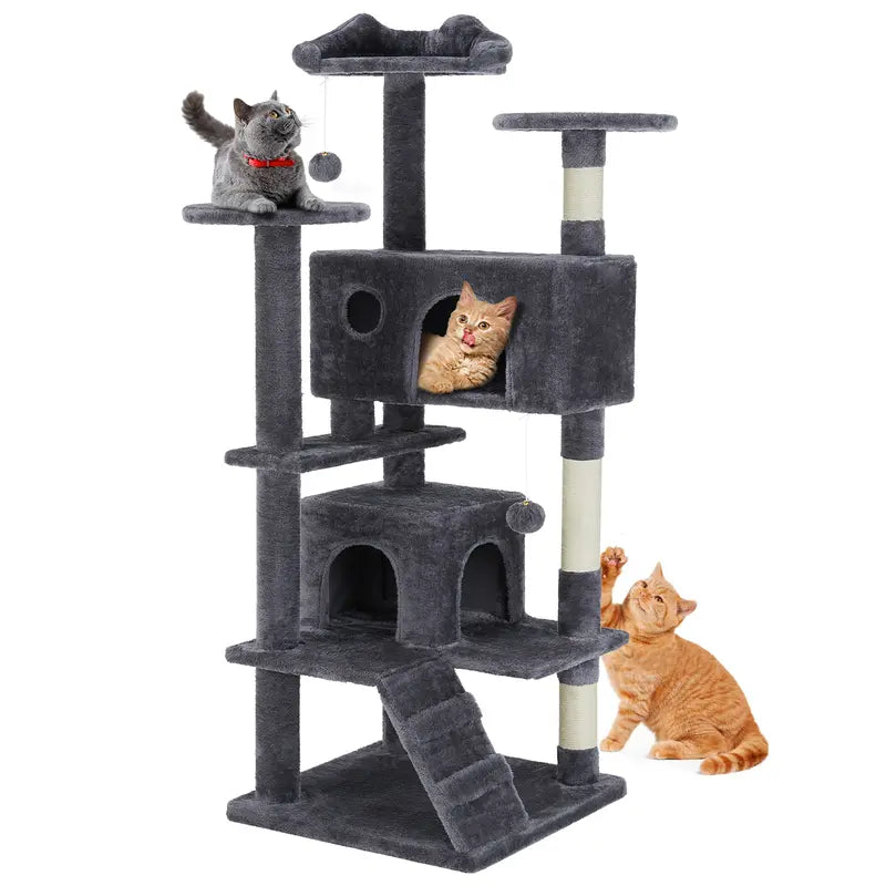 Sweetcrispy 54-Inch Vertical Cat Scratcher Shelf - 54In-Pk Cascading Durable Space-Saving Pet Furniture, Stable Base for Safe Play, Memory Foam Cozy Nest, Satisfies Natural Scratching Instincts, Ideal Gift for Pet Owners