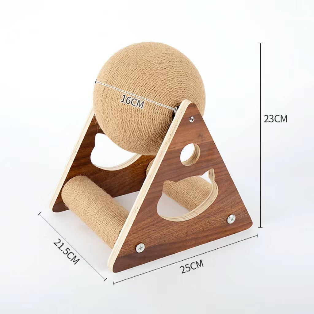 Cat Scratcher Sisal Rope Ball Cat Scratching Post Wood Stand Anti-Scratch Toy for Cats