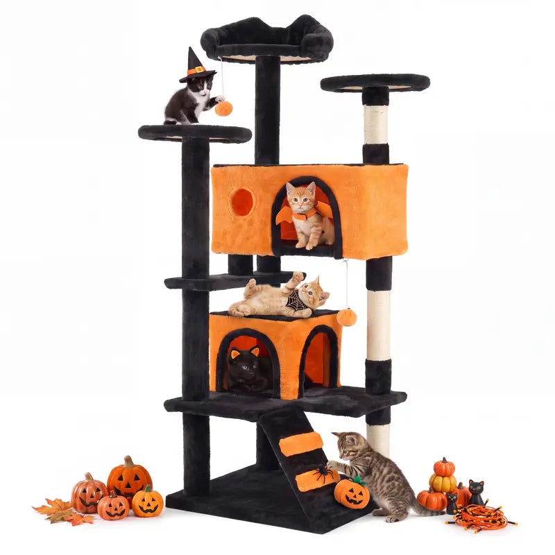 Sweetcrispy 54-Inch Vertical Cat Scratcher Shelf - 54In-Pk Cascading Durable Space-Saving Pet Furniture, Stable Base for Safe Play, Memory Foam Cozy Nest, Satisfies Natural Scratching Instincts, Ideal Gift for Pet Owners