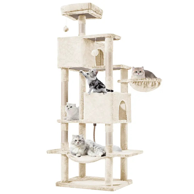 Sweetcrispy 54-Inch Vertical Cat Scratcher Shelf - 54In-Pk Cascading Durable Space-Saving Pet Furniture, Stable Base for Safe Play, Memory Foam Cozy Nest, Satisfies Natural Scratching Instincts, Ideal Gift for Pet Owners