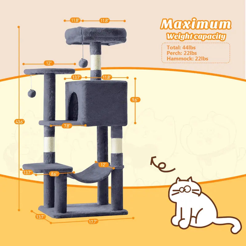 Sweetcrispy 54-Inch Vertical Cat Scratcher Shelf - 54In-Pk Cascading Durable Space-Saving Pet Furniture, Stable Base for Safe Play, Memory Foam Cozy Nest, Satisfies Natural Scratching Instincts, Ideal Gift for Pet Owners
