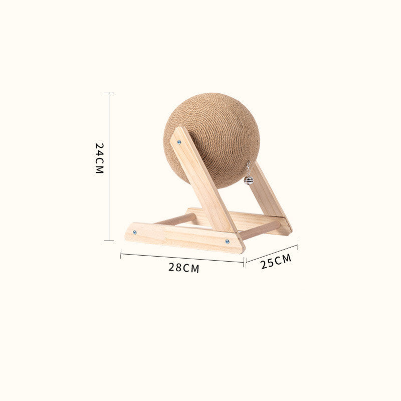 Cat Scratcher Sisal Rope Ball Cat Scratching Post Wood Stand Anti-Scratch Toy for Cats