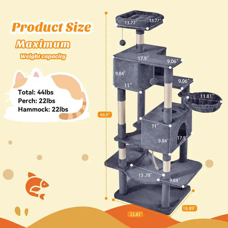 Sweetcrispy 54-Inch Vertical Cat Scratcher Shelf - 54In-Pk Cascading Durable Space-Saving Pet Furniture, Stable Base for Safe Play, Memory Foam Cozy Nest, Satisfies Natural Scratching Instincts, Ideal Gift for Pet Owners