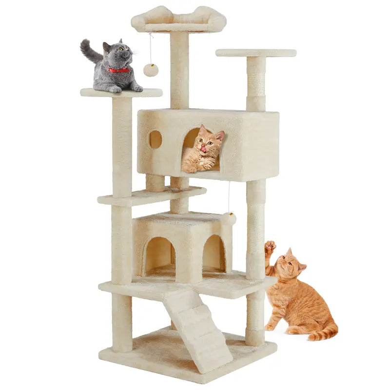 Sweetcrispy 54-Inch Vertical Cat Scratcher Shelf - 54In-Pk Cascading Durable Space-Saving Pet Furniture, Stable Base for Safe Play, Memory Foam Cozy Nest, Satisfies Natural Scratching Instincts, Ideal Gift for Pet Owners