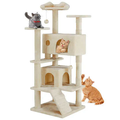 Sweetcrispy 54-Inch Vertical Cat Scratcher Shelf - 54In-Pk Cascading Durable Space-Saving Pet Furniture, Stable Base for Safe Play, Memory Foam Cozy Nest, Satisfies Natural Scratching Instincts, Ideal Gift for Pet Owners